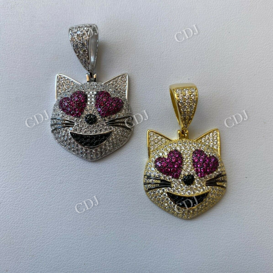 Cat Shaped Heart Eyes Emoji Pendant  customdiamjewel   