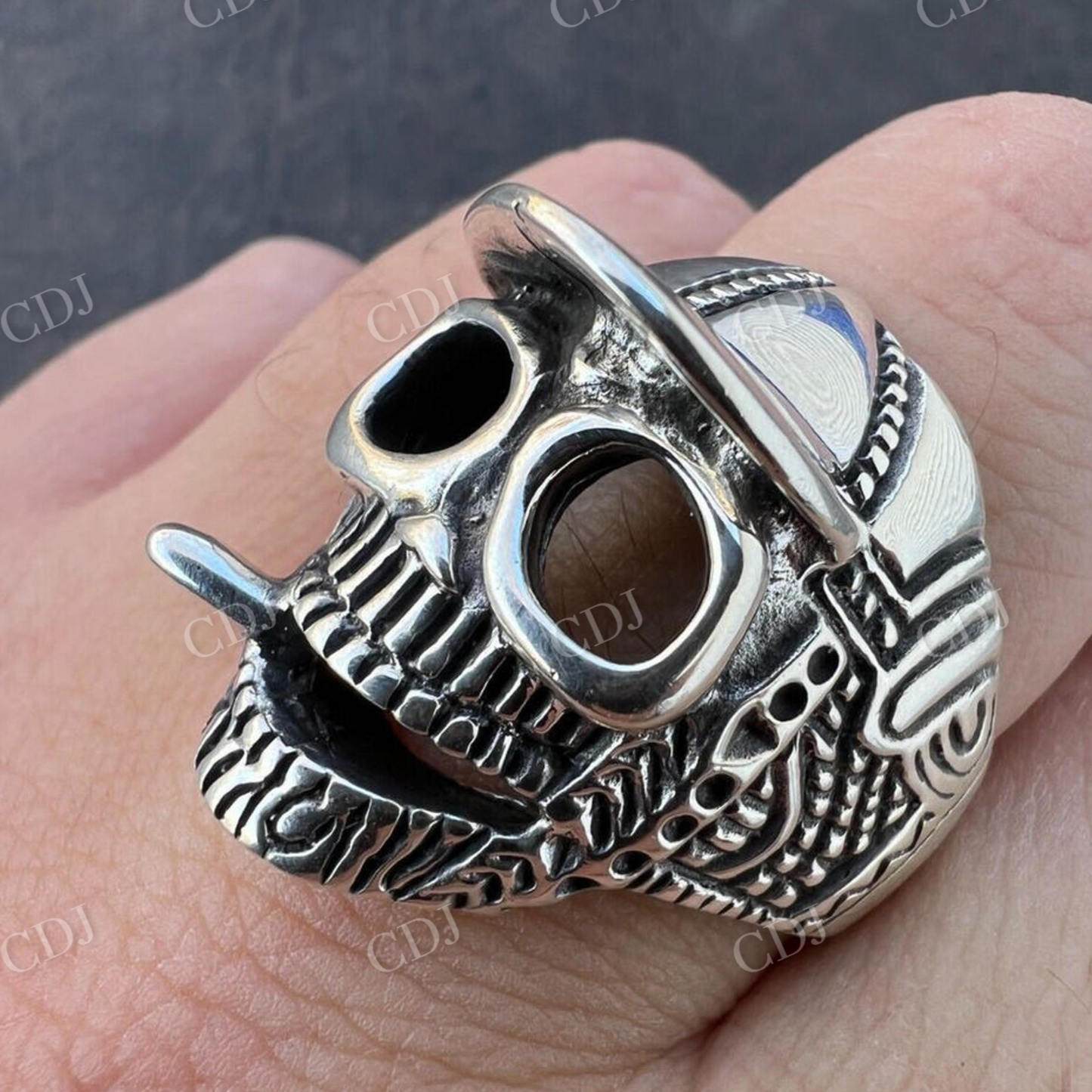 14K White Gold Plain Goth Smoking Hip Hop Ring For Men's  customdiamjewel   