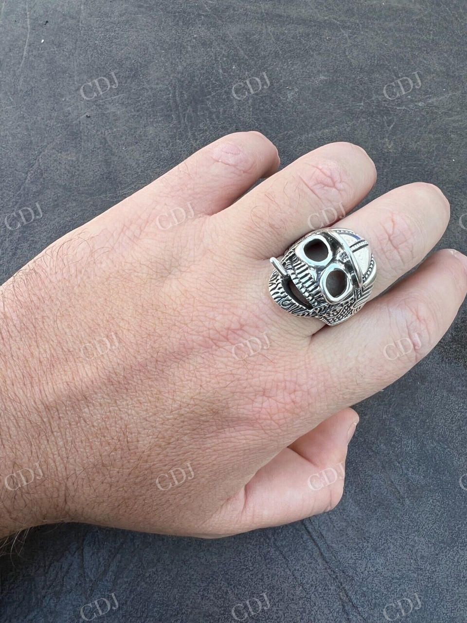 14K White Gold Plain Goth Smoking Hip Hop Ring For Men's  customdiamjewel   