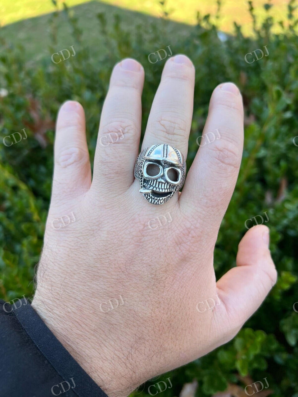 14K White Gold Plain Goth Smoking Hip Hop Ring For Men's  customdiamjewel   