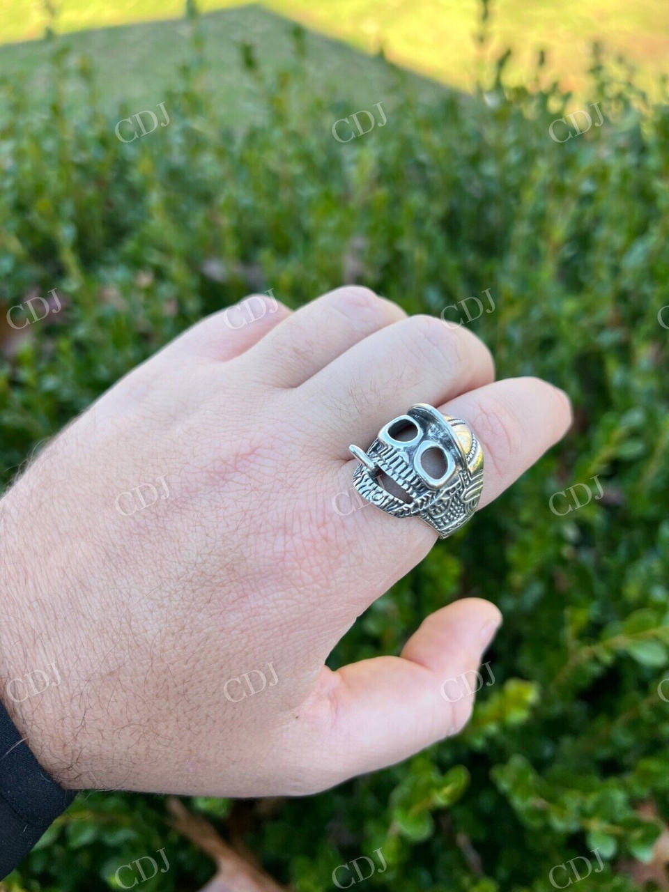 14K White Gold Plain Goth Smoking Hip Hop Ring For Men's  customdiamjewel   