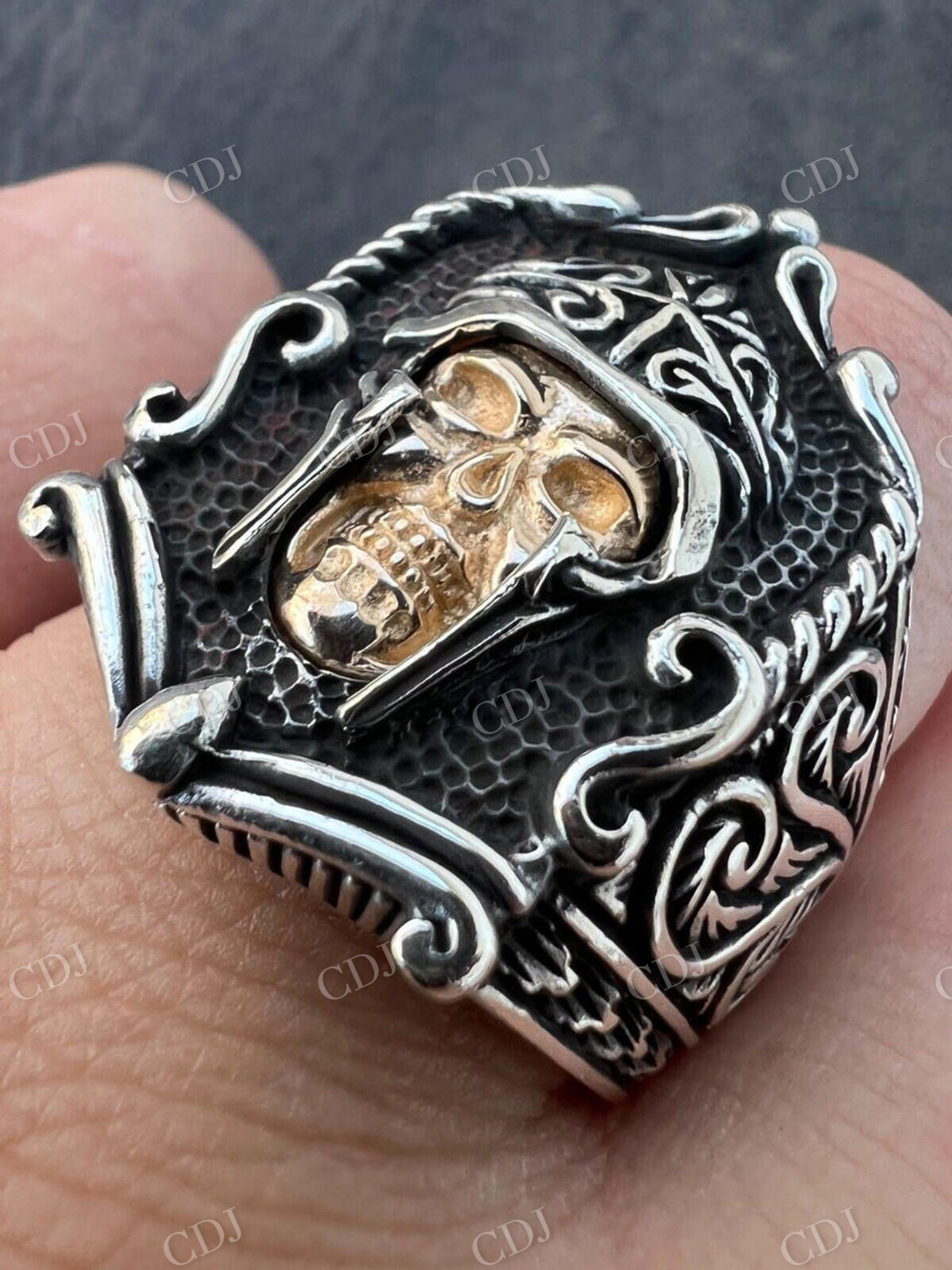 10K Solid Gold Warrior Skull Hip Hop Rings  customdiamjewel   