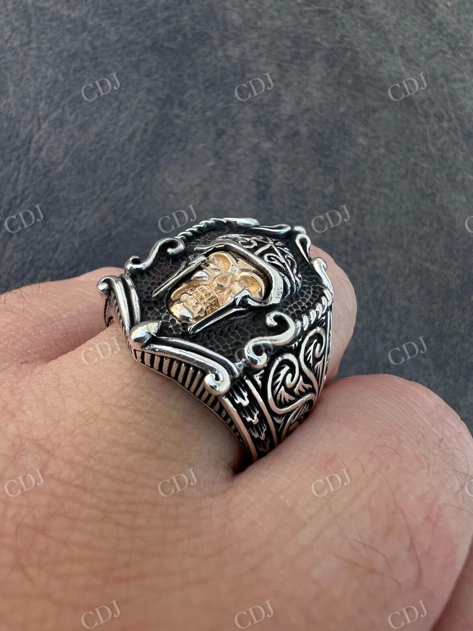 10K Solid Gold Warrior Skull Hip Hop Rings  customdiamjewel   