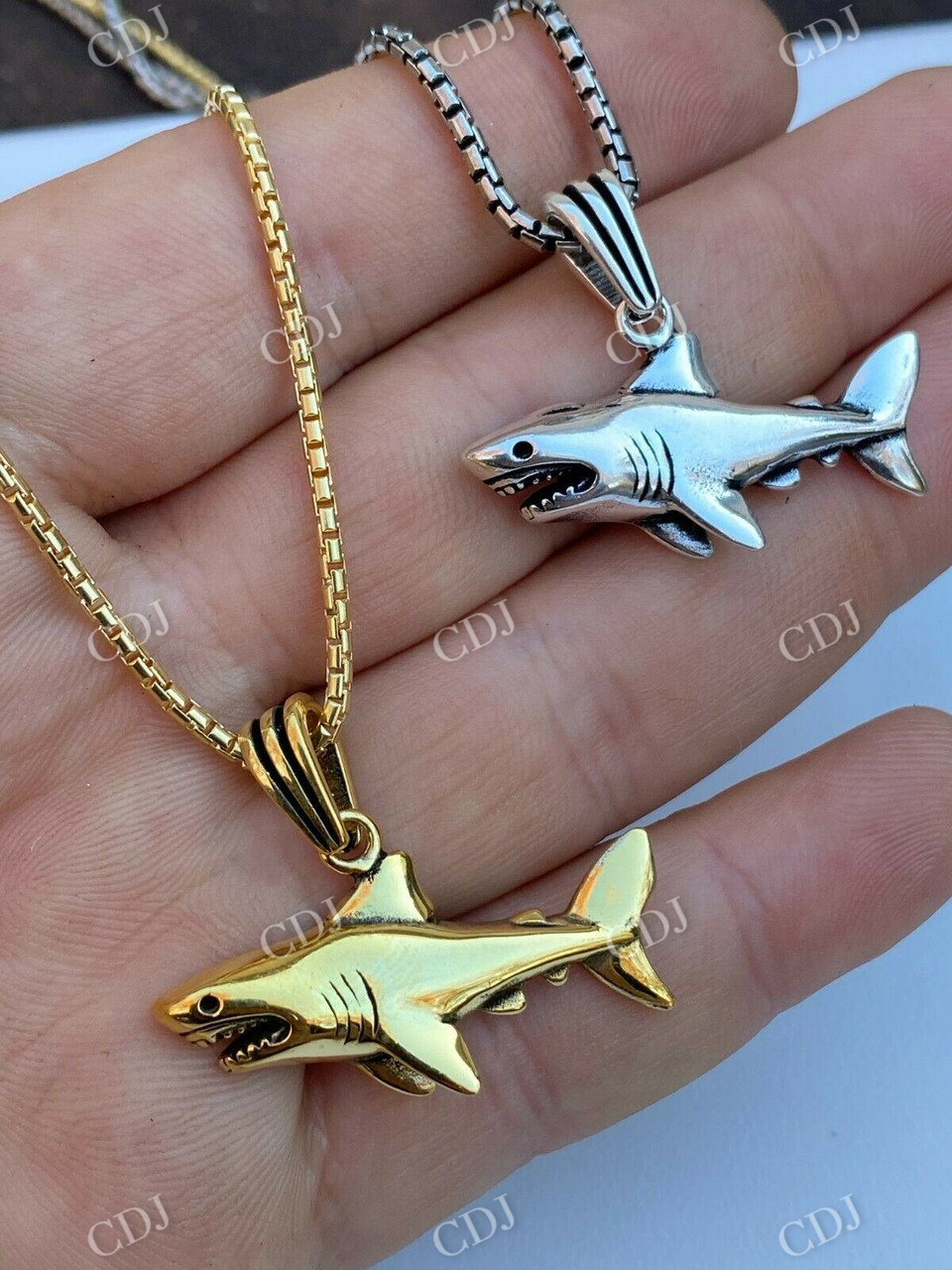 Solid Gold Shark Fish Pendant  customdiamjewel   