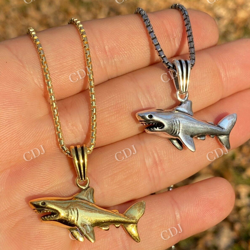 Solid Gold Shark Fish Pendant  customdiamjewel   