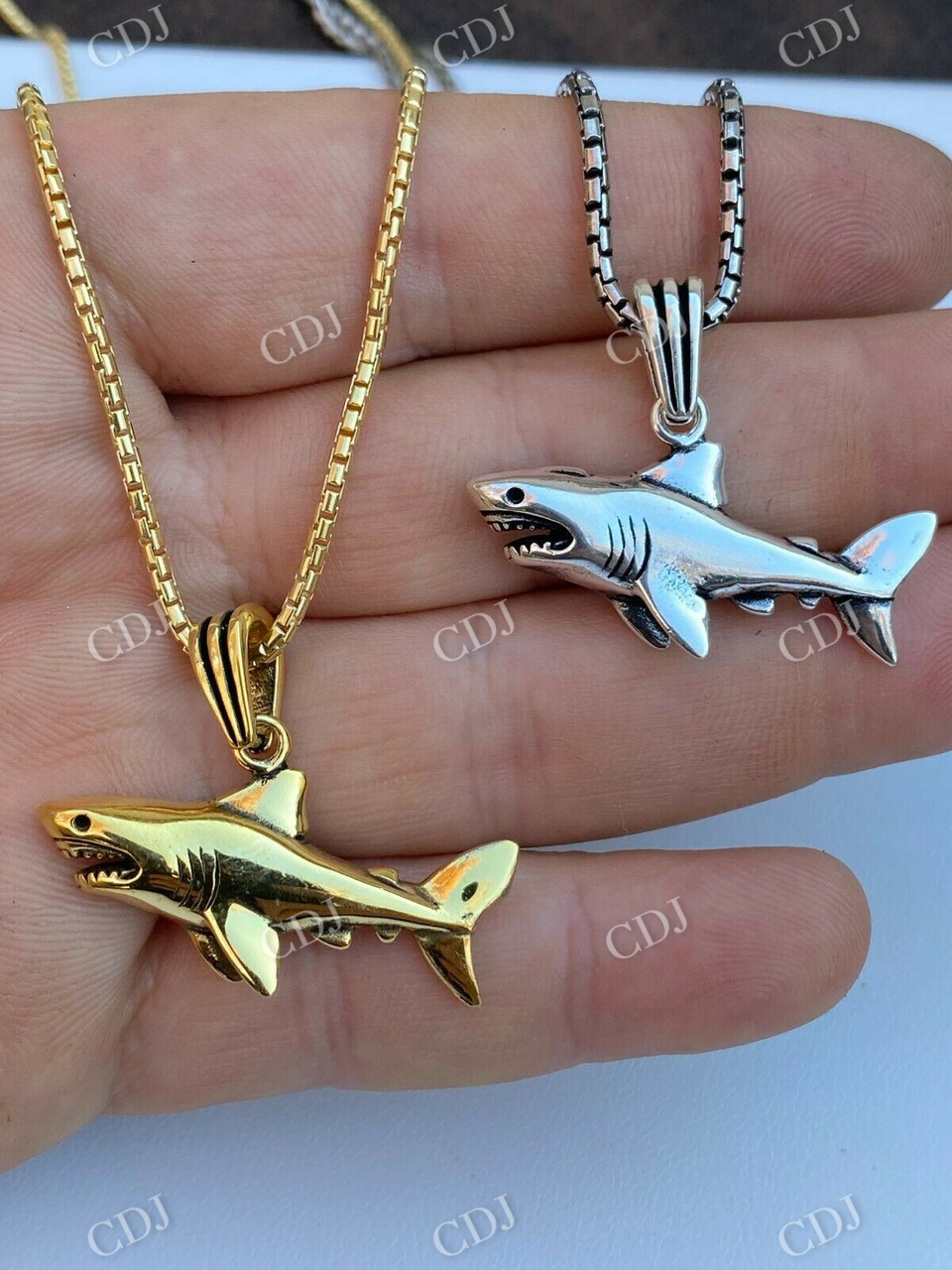 Solid Gold Shark Fish Pendant  customdiamjewel   