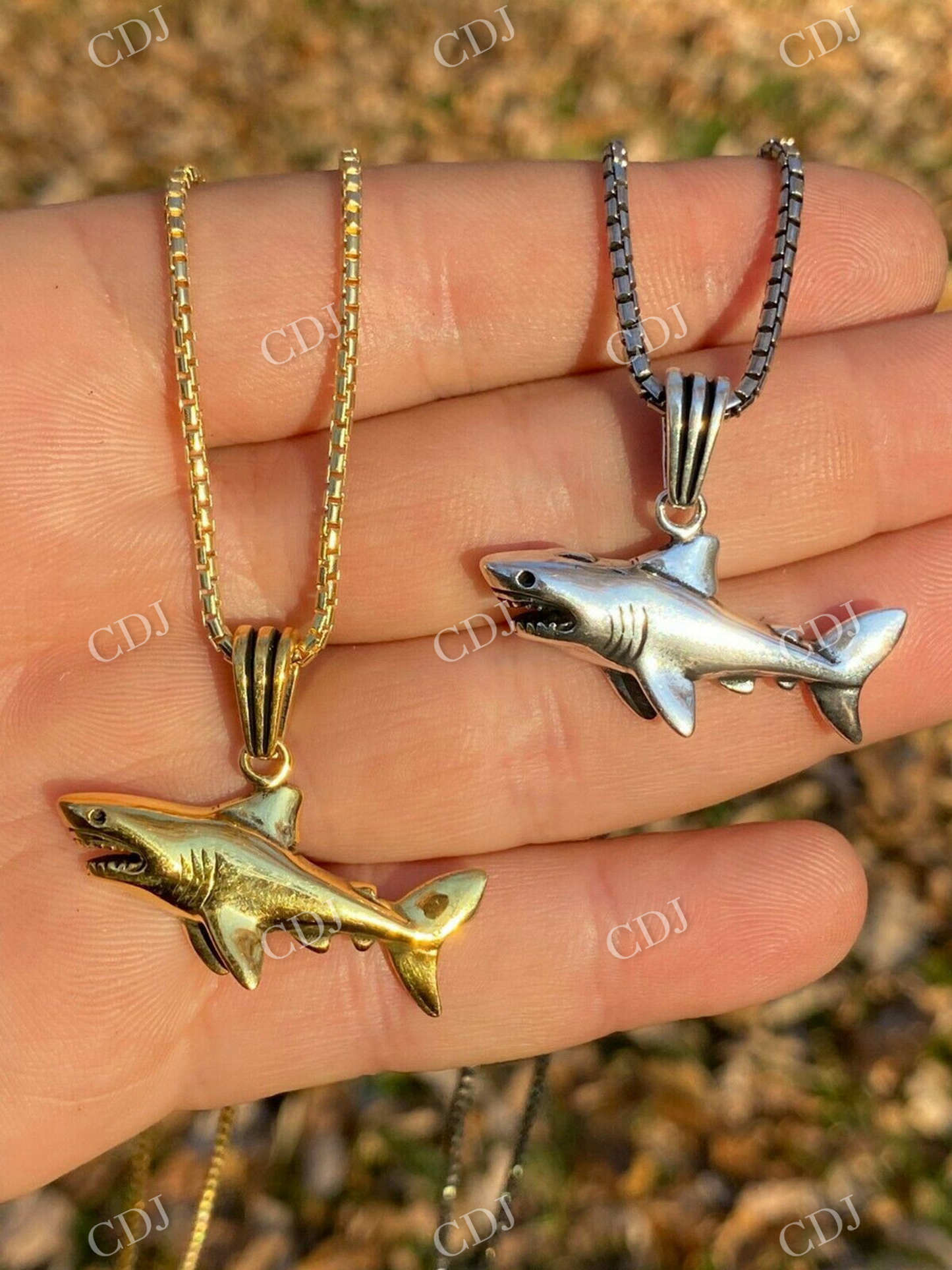 Solid Gold Shark Fish Pendant  customdiamjewel   