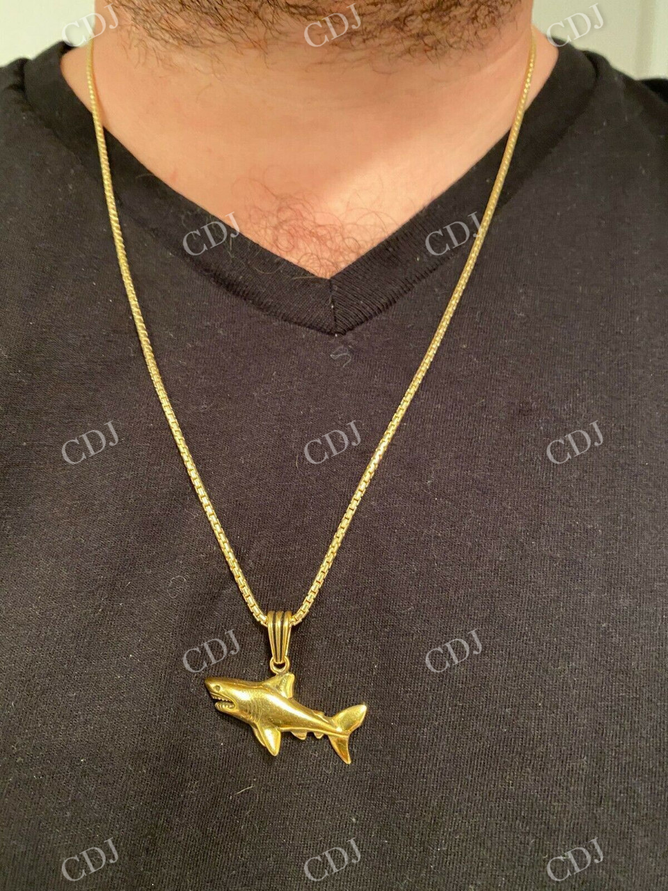 Solid Gold Shark Fish Pendant  customdiamjewel   