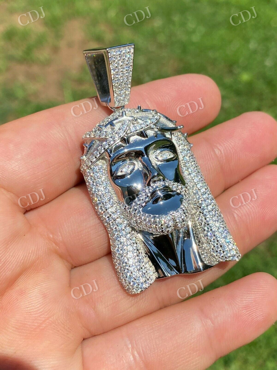 Icy Jesus Piece Flooded Out Diamond Pendant  customdiamjewel   