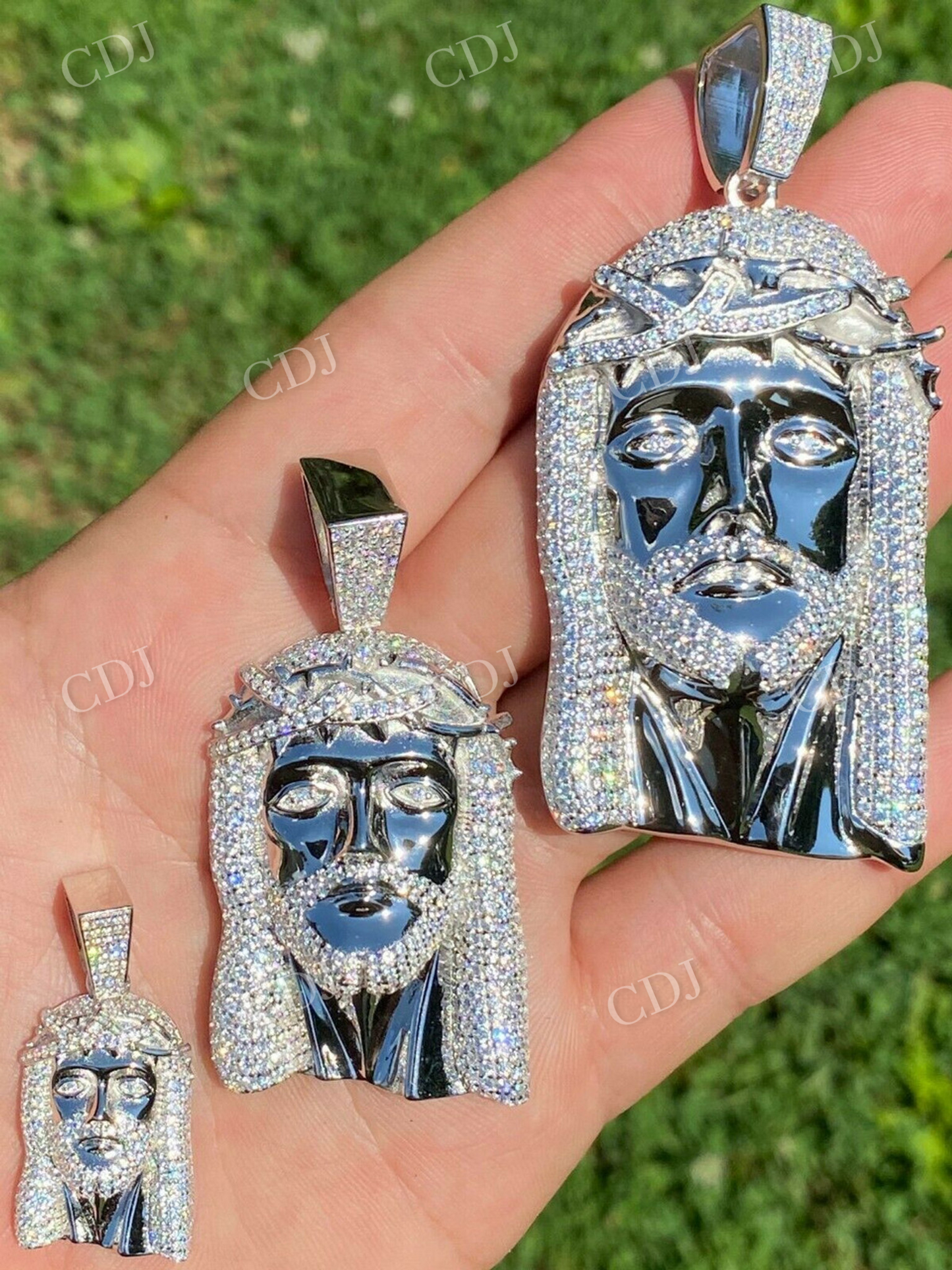 Icy Jesus Piece Flooded Out Diamond Pendant  customdiamjewel   