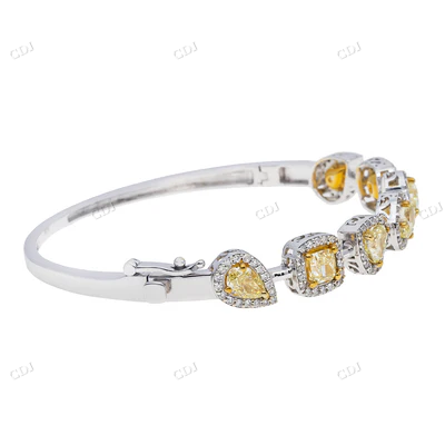 Fancy Canary Yellow Moissanite Diamond Bangle hip hop jewelry CustomDiamJewel