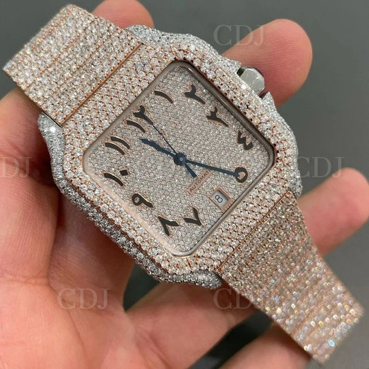 Top Brand Certified Colorless Moissanite Diamond Watch hip hop iced out handmade setting Gold Plated Men's Hip hop Wrist Watches  customdiamjewel   