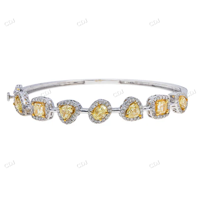 Fancy Canary Yellow Moissanite Diamond Bangle hip hop jewelry CustomDiamJewel