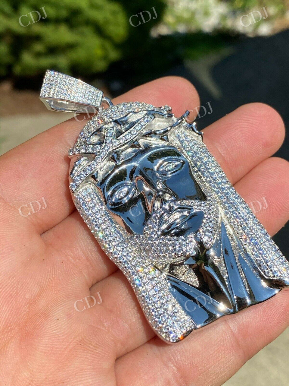 Icy Jesus Piece Flooded Out Diamond Pendant  customdiamjewel   