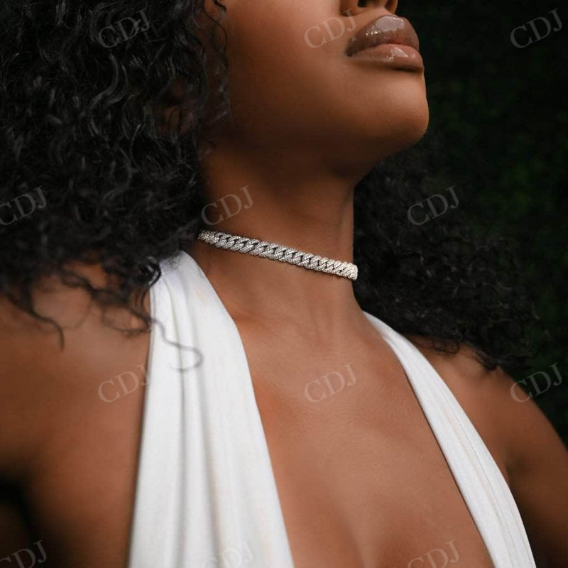 Stylist Cuban Iced Out Diamond Hip Hop Women Choker  customdiamjewel   