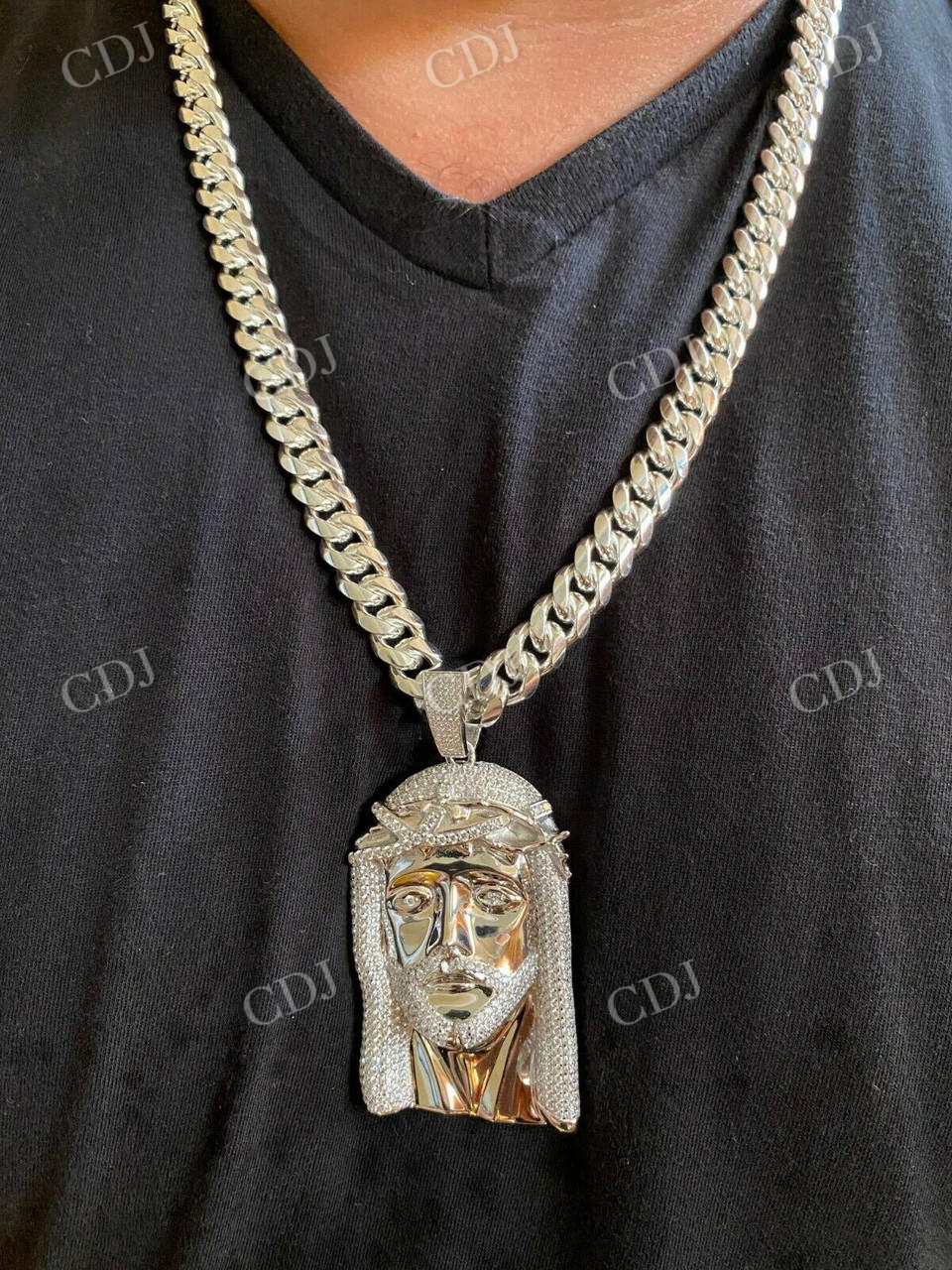 Icy Jesus Piece Flooded Out Diamond Pendant  customdiamjewel   