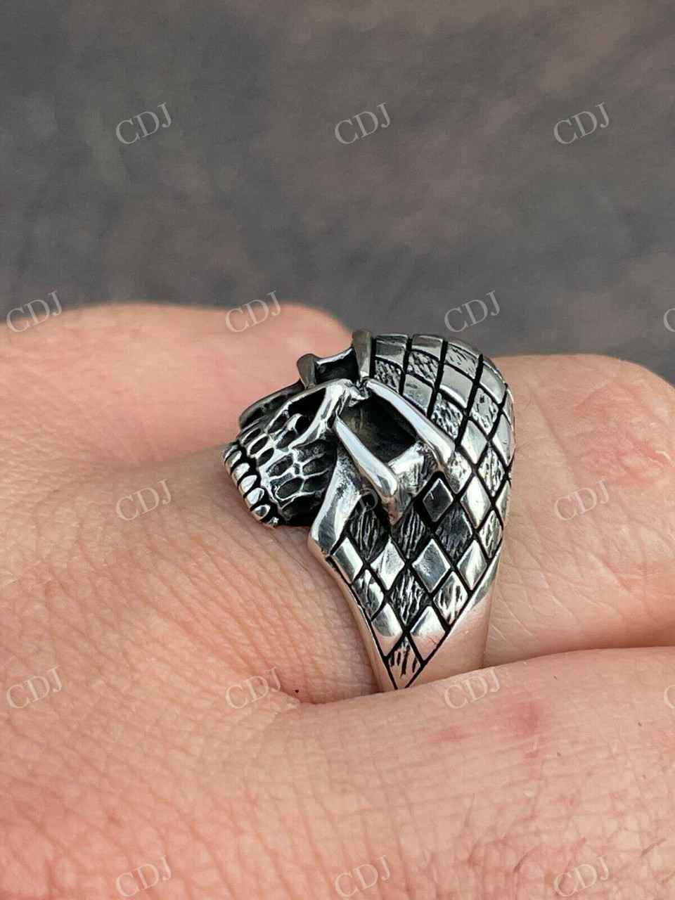 Antique Half Skull Hip Hop Ring  customdiamjewel   