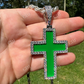 Moissanite Cross Green Enamel Pendant  customdiamjewel   