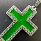 Moissanite Cross Green Enamel Pendant  customdiamjewel   