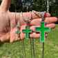 Moissanite Cross Green Enamel Pendant  customdiamjewel   