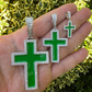 Moissanite Cross Green Enamel Pendant  customdiamjewel   