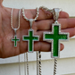 Moissanite Cross Green Enamel Pendant  customdiamjewel   