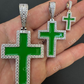 Moissanite Cross Green Enamel Pendant  customdiamjewel   