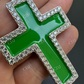 Moissanite Cross Green Enamel Pendant  customdiamjewel   