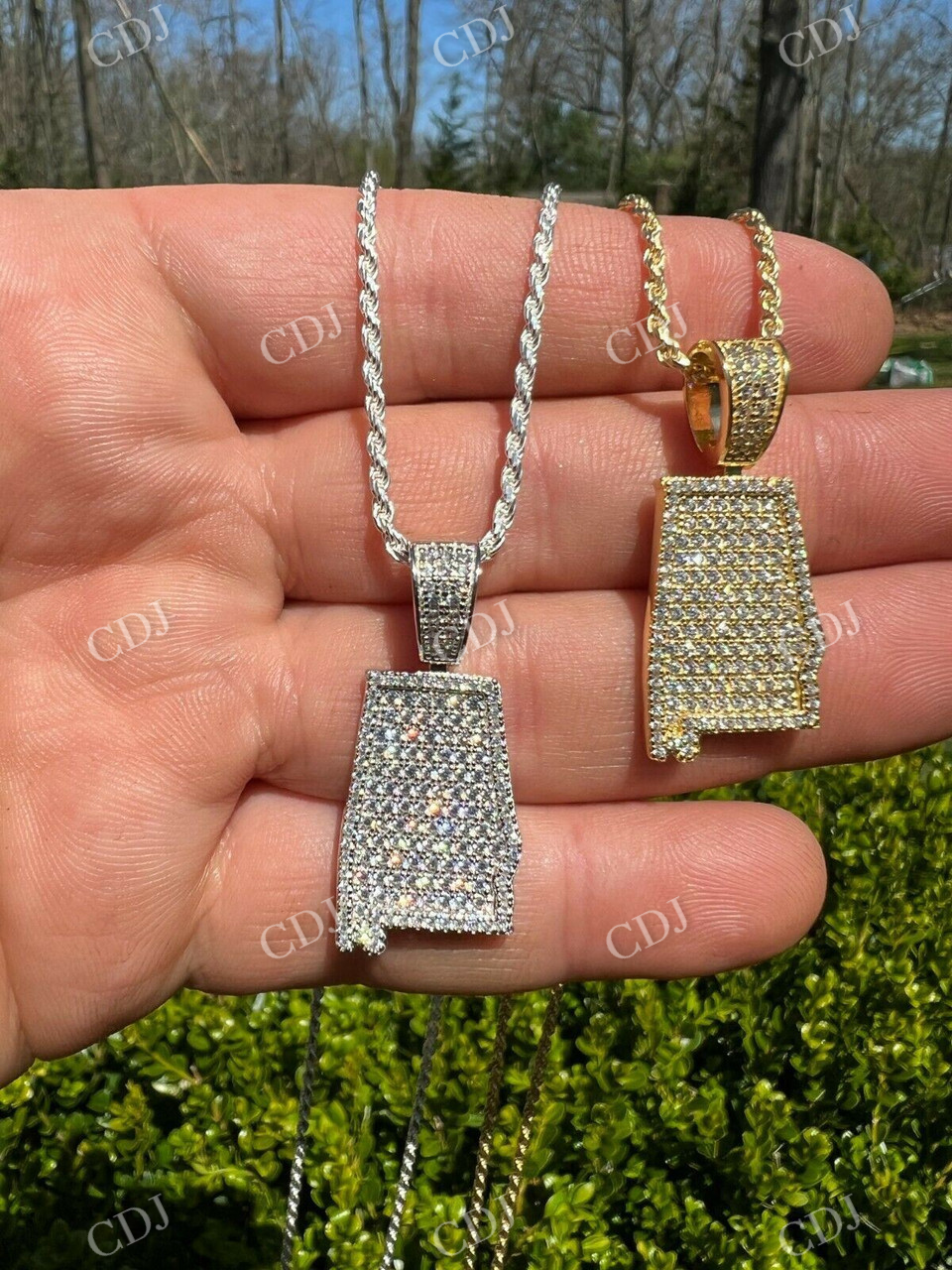 925 Silver Iced Diamond Hip Hop Pendant  customdiamjewel   