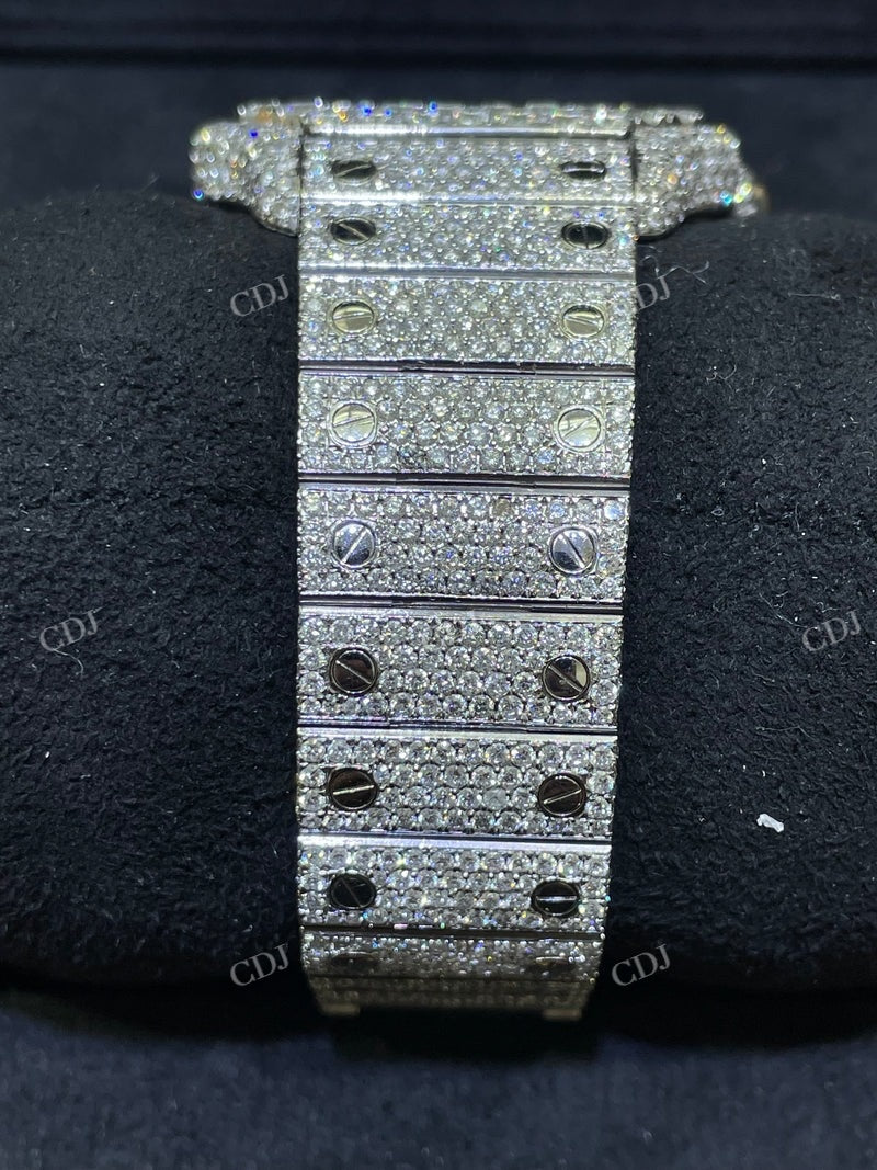 Full White Cartier Skeleton Bust Down Watch  customdiamjewel   