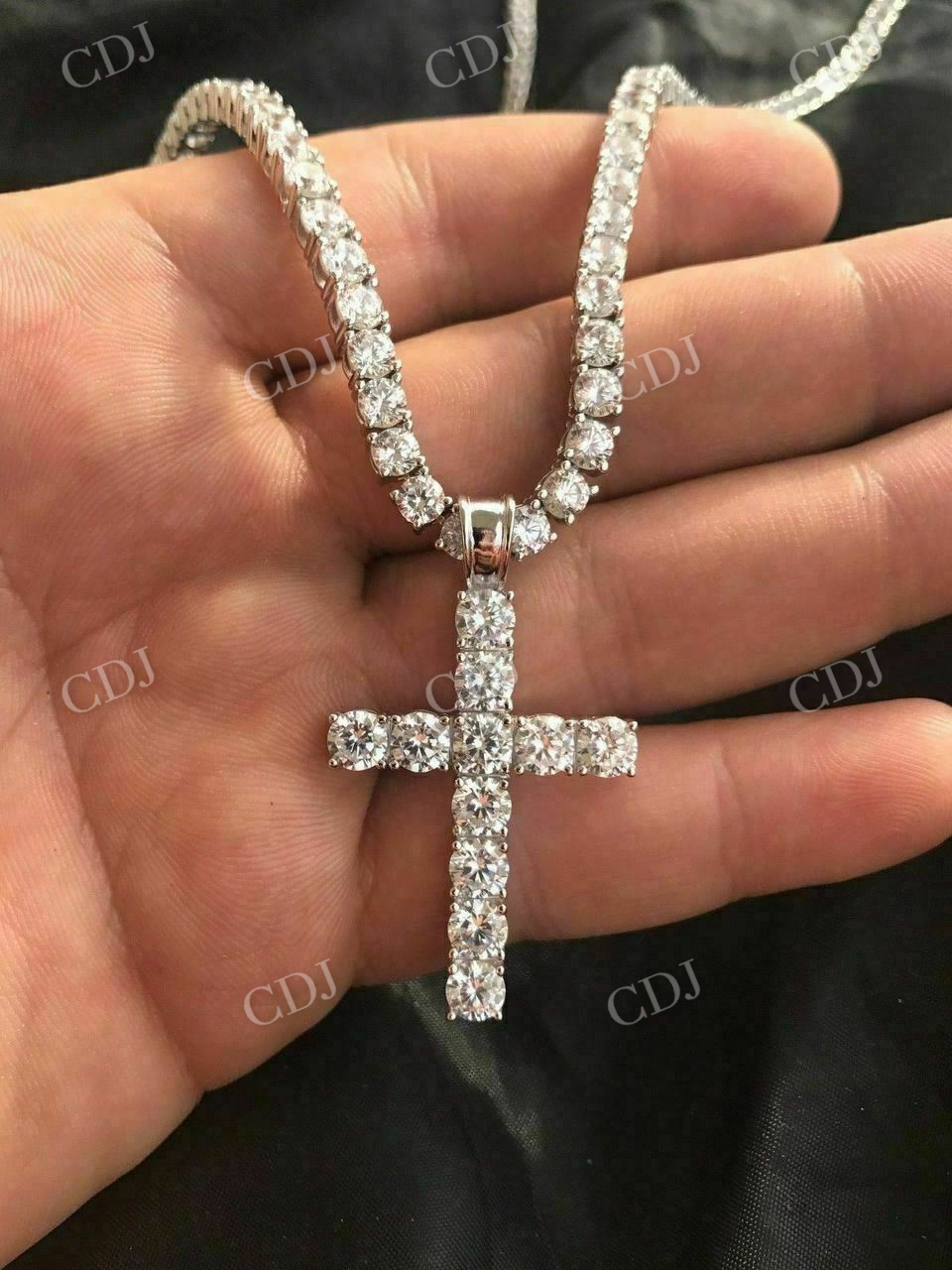 Lab Grown Diamond Cross Pendant For Men  customdiamjewel   