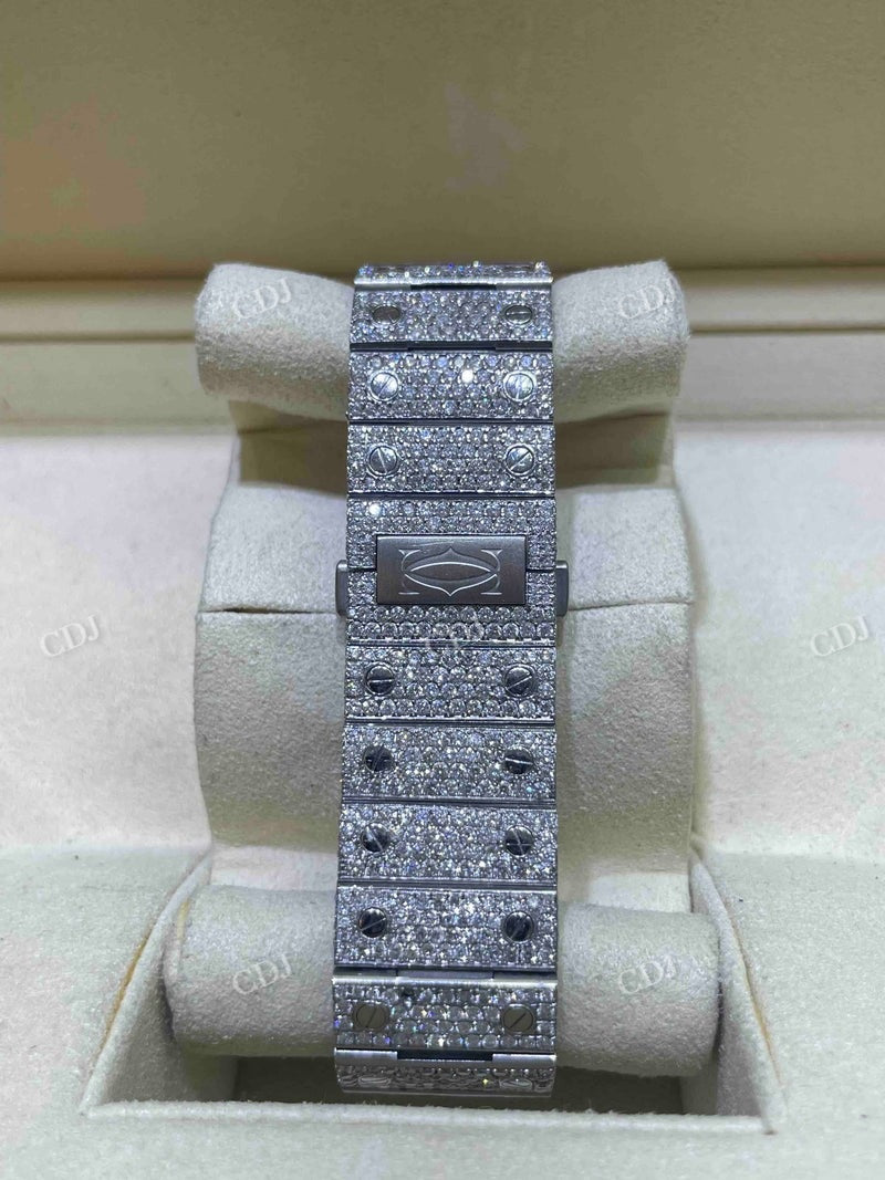 Full White Cartier Skeleton Bust Down Watch  customdiamjewel   