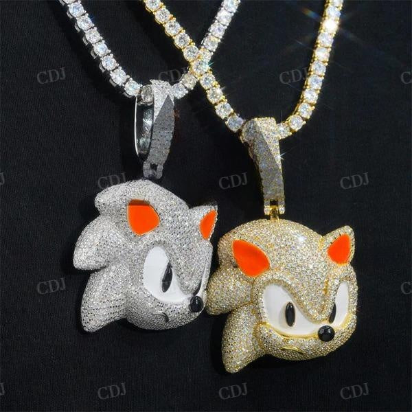 Hip Hop Iced Out Big Sonic Diamond Pendant  customdiamjewel   