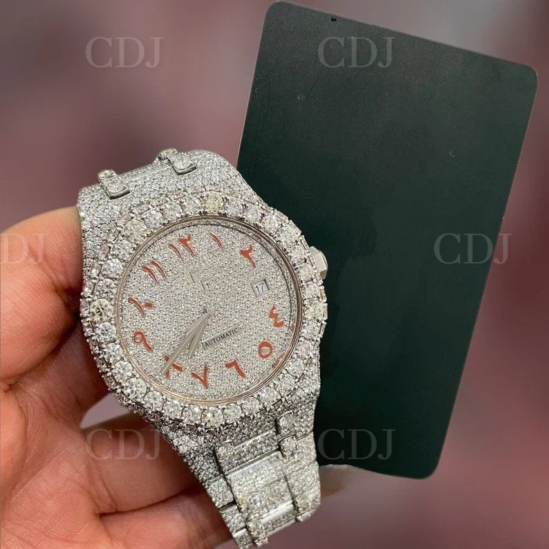 Rolex Swiss Automatic Iced Out Hip Hop Luxury Moissanite Studded Buss Down Rappers Watch 25 To 27 Carat (Approx.)  customdiamjewel   