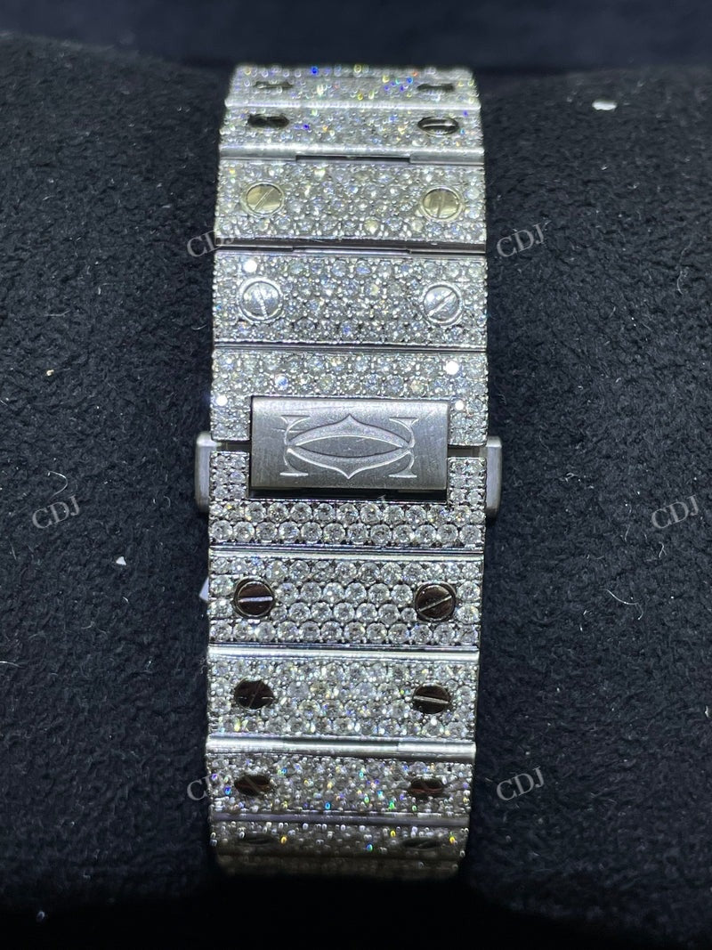 Full White Cartier Skeleton Bust Down Watch  customdiamjewel   