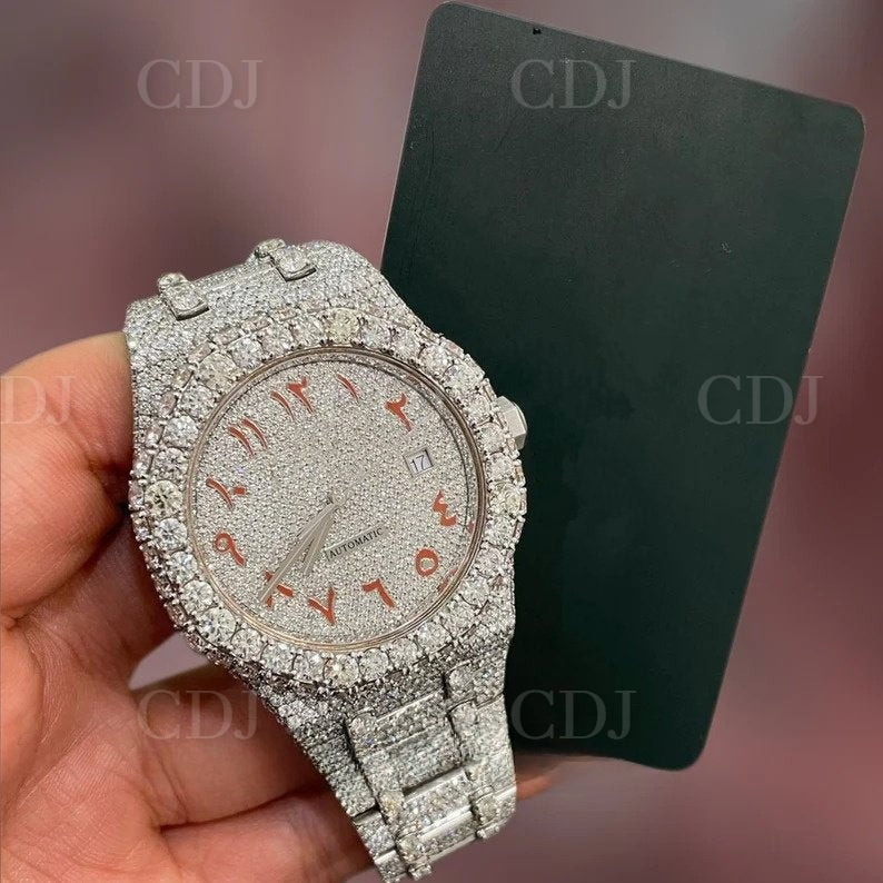 Rolex Swiss Automatic Iced Out Hip Hop Luxury Moissanite Studded Buss Down Rappers Watch 25 To 27 Carat (Approx.)  customdiamjewel   