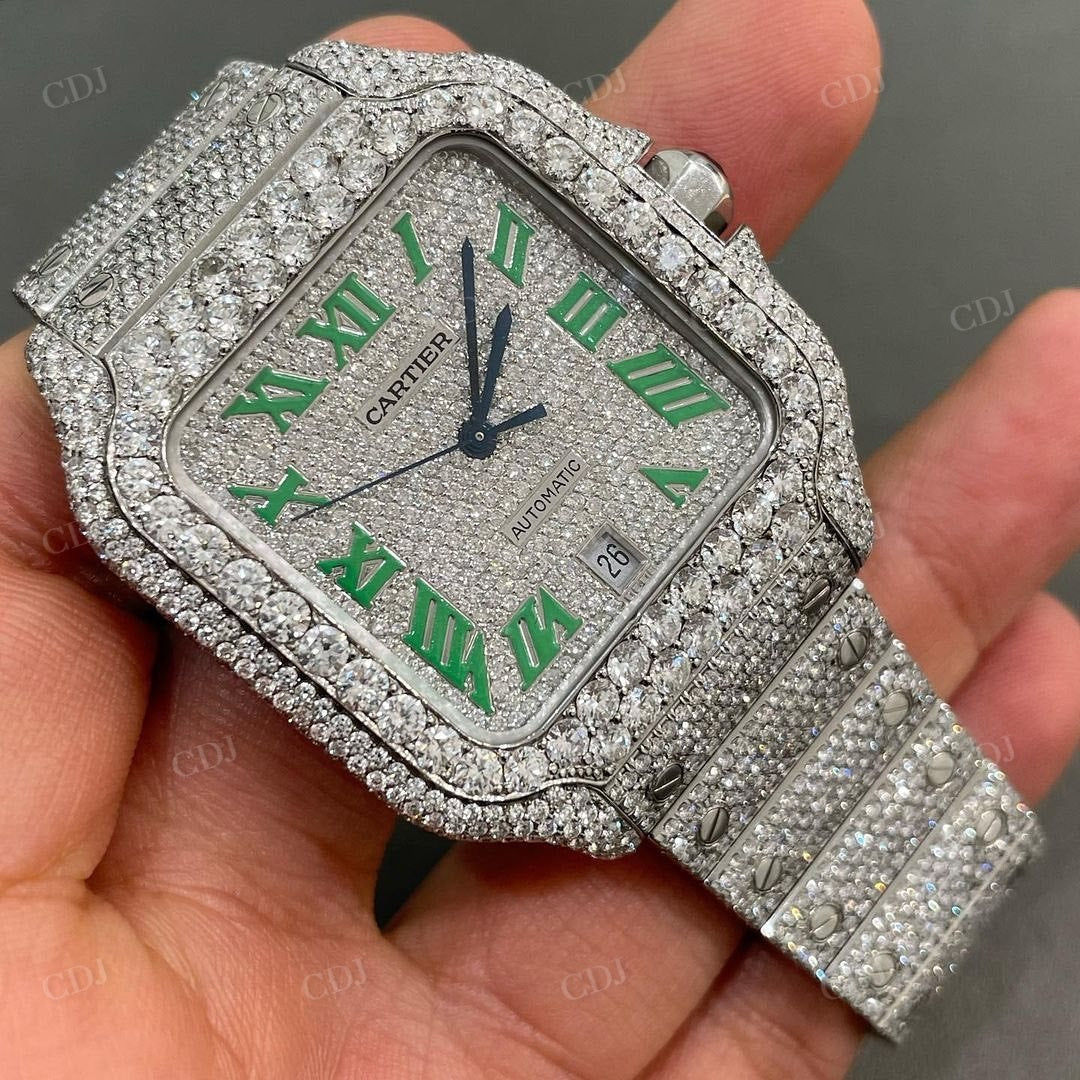 Cartier Stainless Steel Automatic Movement Diamond Watch  customdiamjewel   