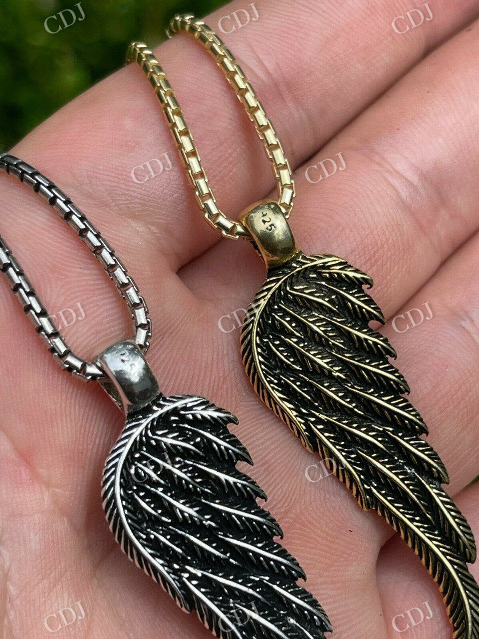 925 Sterling Silver Angel Wing Feather Pendant  customdiamjewel   