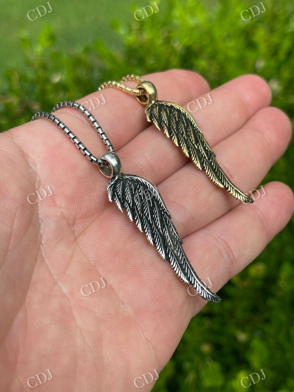 925 Sterling Silver Angel Wing Feather Pendant  customdiamjewel   