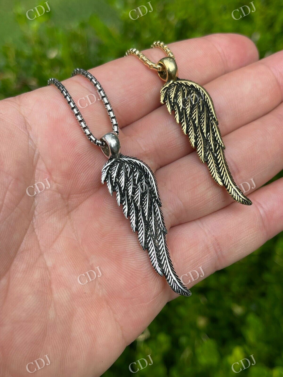 925 Sterling Silver Angel Wing Feather Pendant  customdiamjewel   