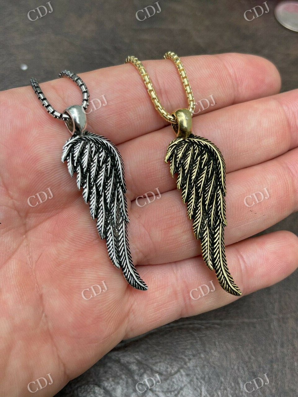 925 Sterling Silver Angel Wing Feather Pendant  customdiamjewel   