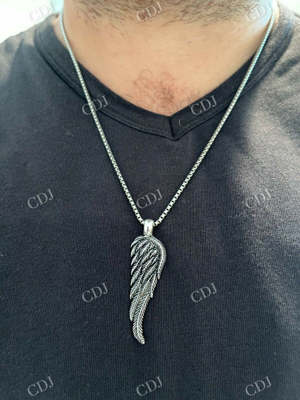 925 Sterling Silver Angel Wing Feather Pendant  customdiamjewel   