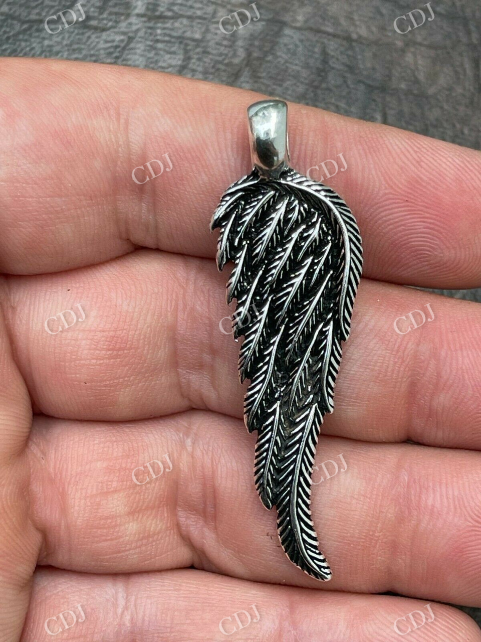 925 Sterling Silver Angel Wing Feather Pendant  customdiamjewel   