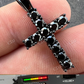 Black Round Stone Cross Pendant  customdiamjewel   