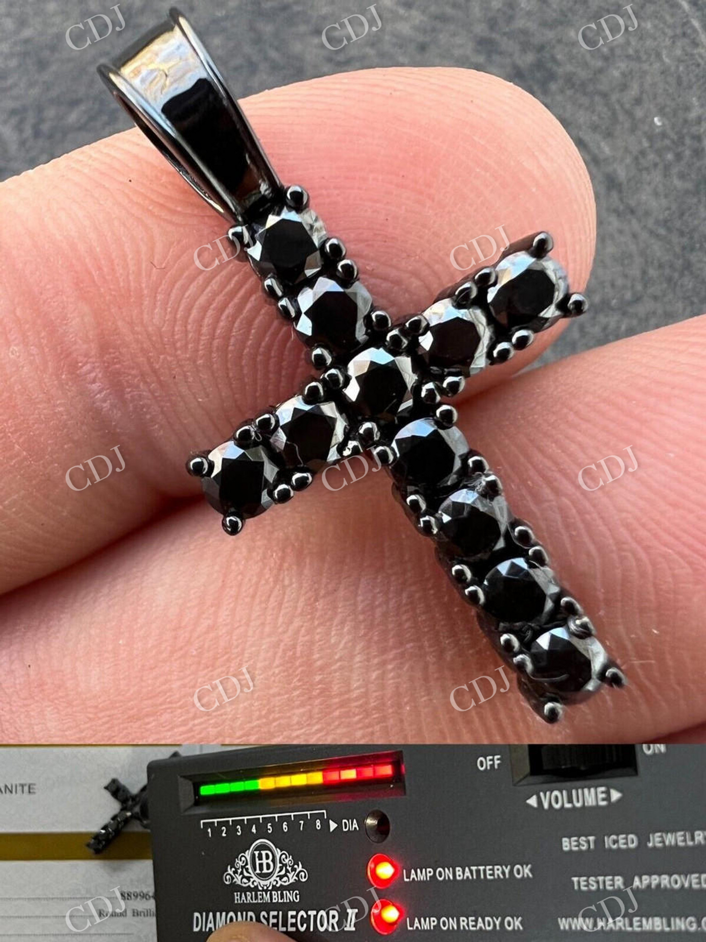 Black Round Stone Cross Pendant  customdiamjewel   