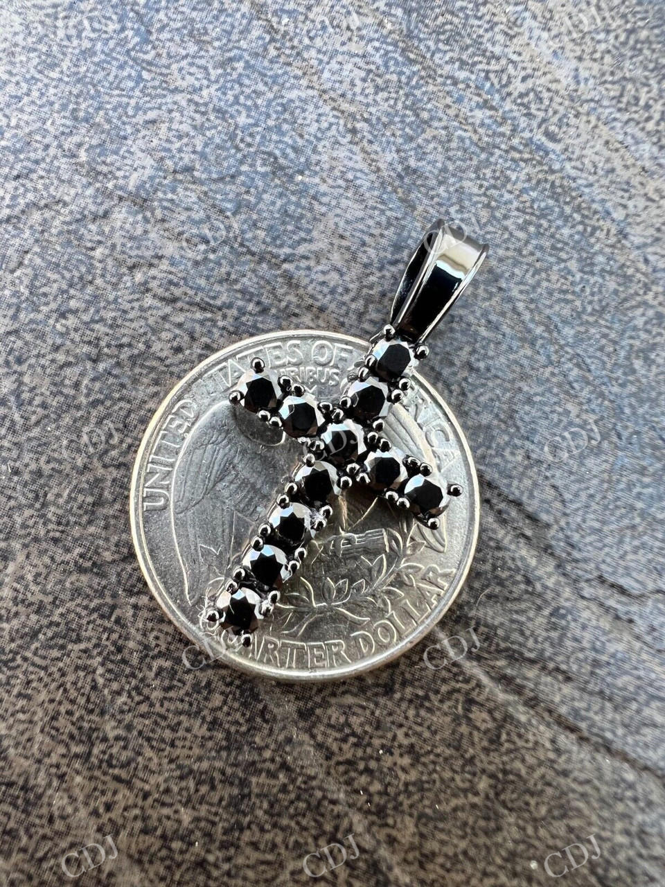 Black Round Stone Cross Pendant  customdiamjewel   