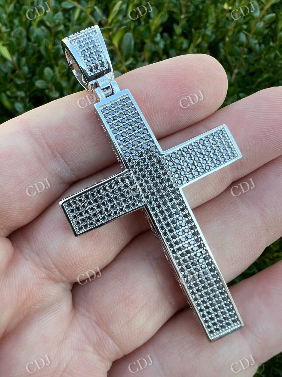 925 Sterling Silver Black Stone Cross Pendant  customdiamjewel   