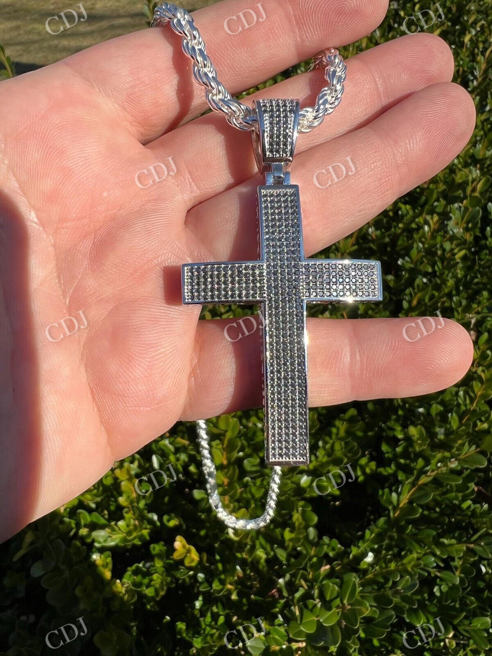 925 Sterling Silver Black Stone Cross Pendant  customdiamjewel   