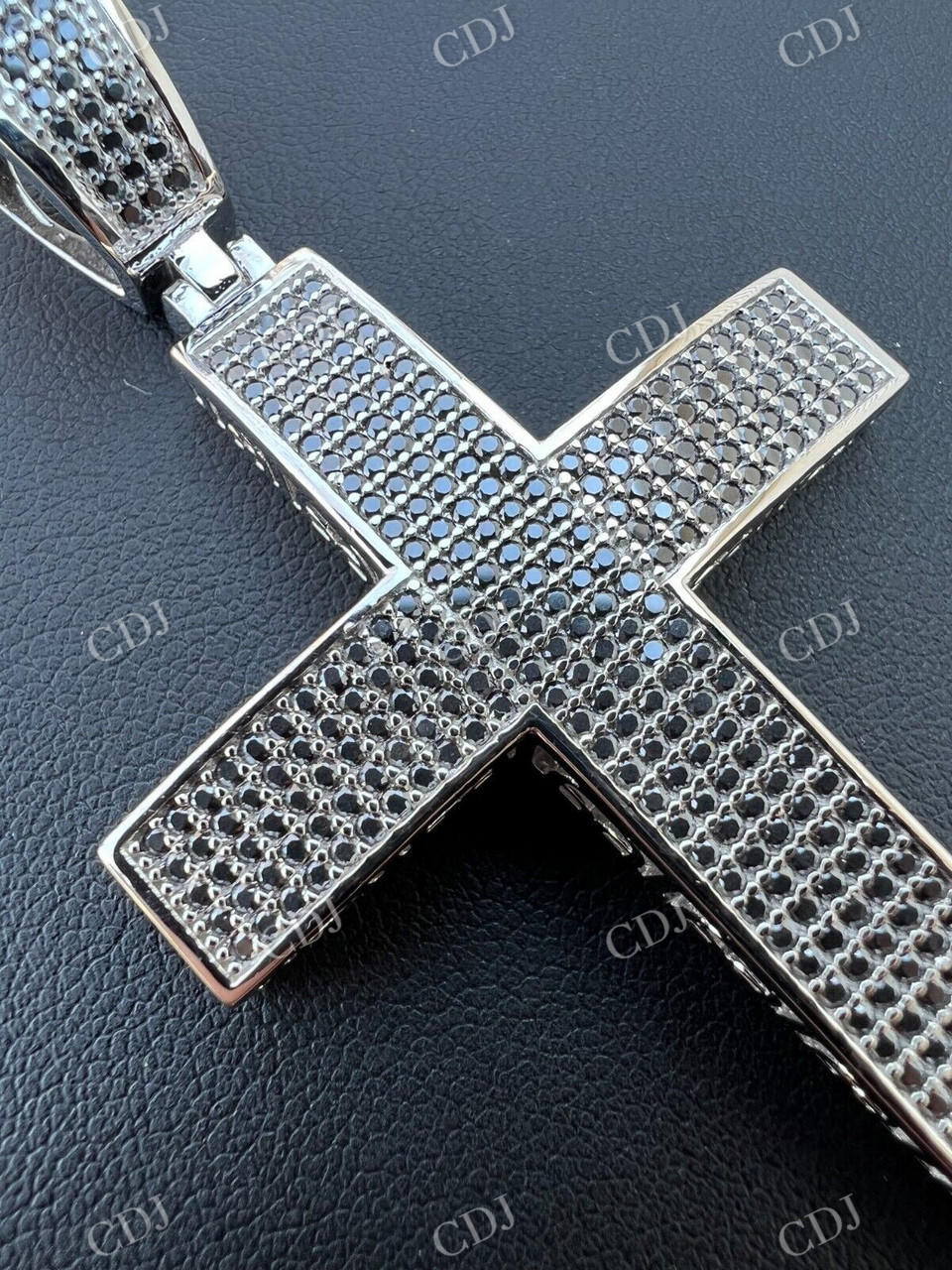 925 Sterling Silver Black Stone Cross Pendant  customdiamjewel   