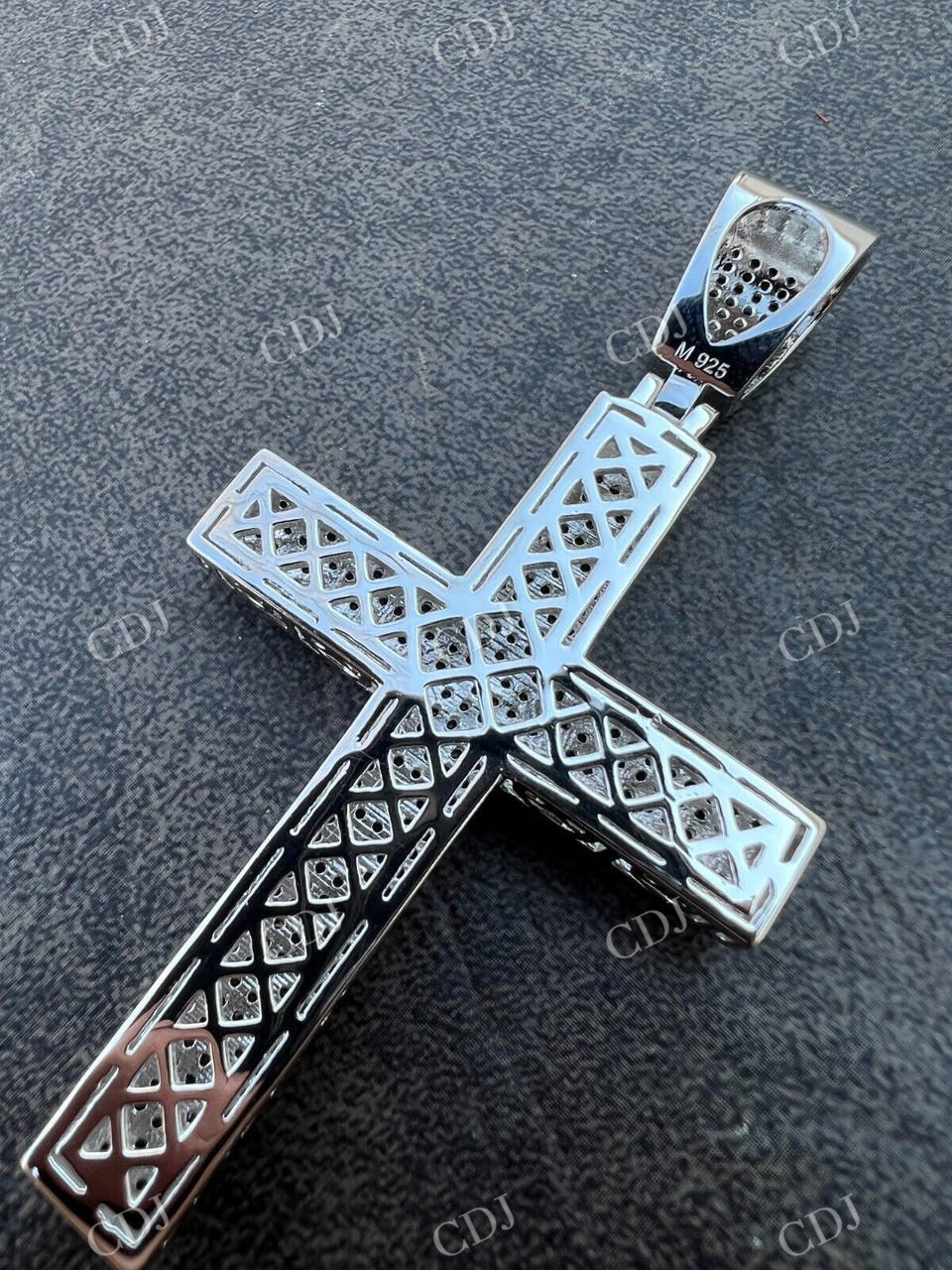 925 Sterling Silver Black Stone Cross Pendant  customdiamjewel   